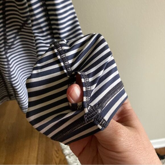 Zella Women’s small 1/4 Zip long sleeve pullover jacket - gray & white striped! - Picture 3 of 9